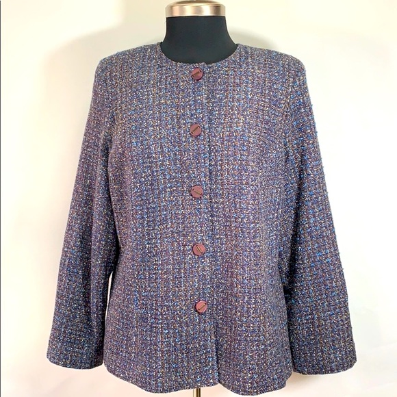 Linea Domani Vintage Tweed Button Up Jacket & Pencil Skirt Set Women’s Size 16 - Picture 2 of 12